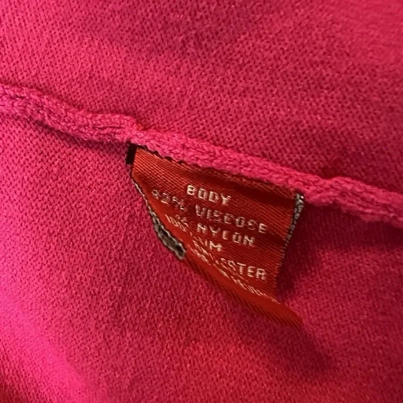 RED Bright Pink V-Neck Sweater with Rosette Trim - Picture 5 of 5